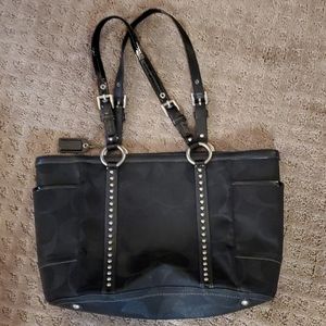 Satin finished black Coach Purse